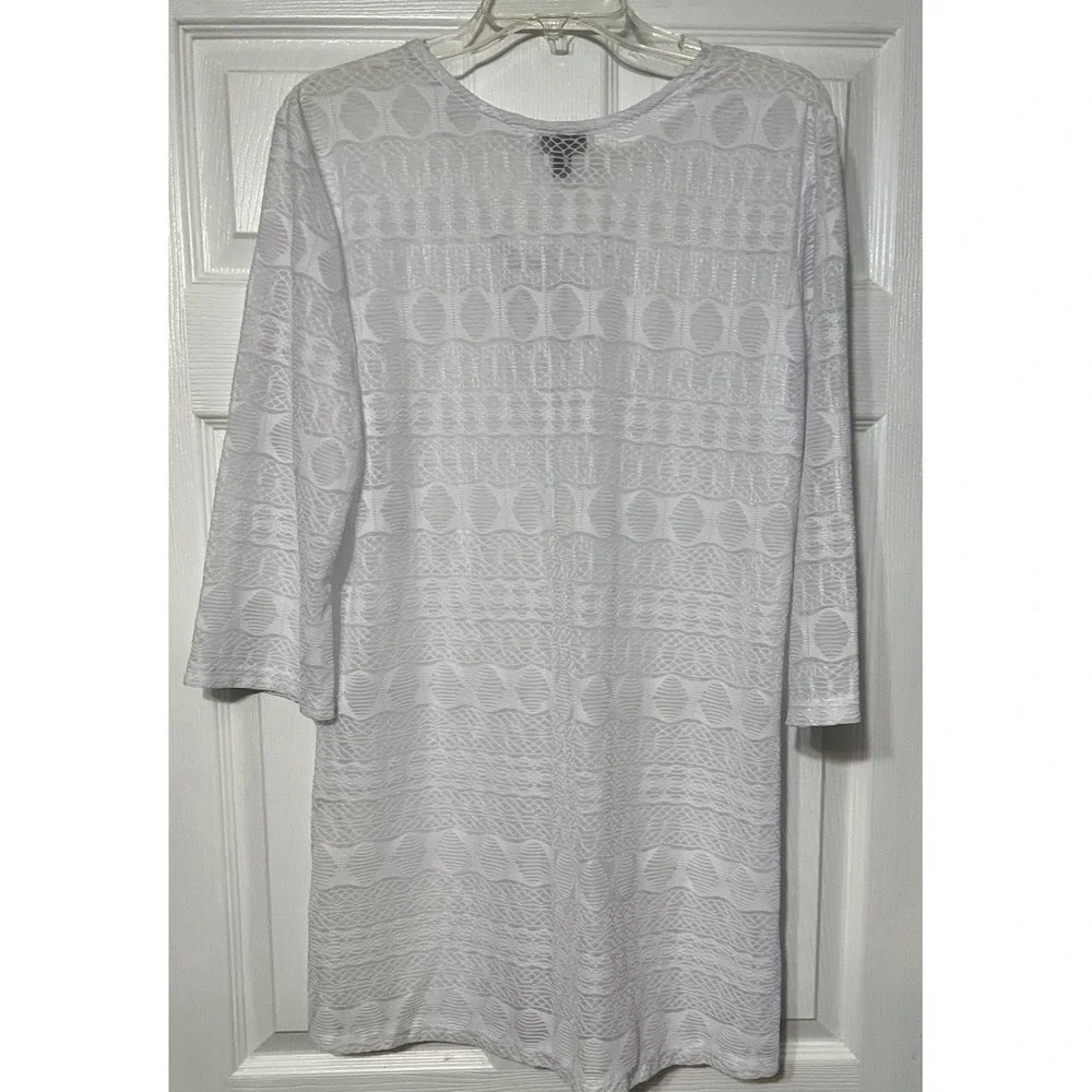 J‎ Valdi Large Cover Up Swimwear Printed Lace-Up-Neck White
